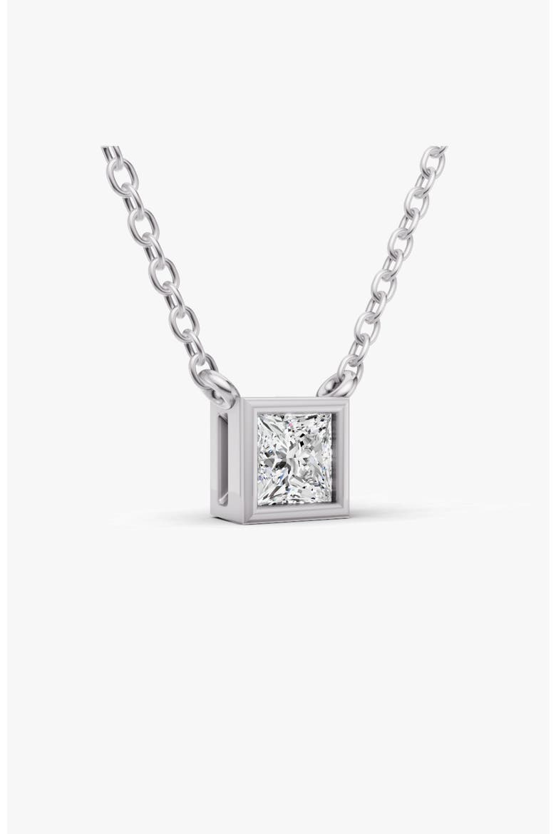14K Gold 0.75 ct Lab-Grown Princess Diamond Bezel Pendant, Alternate, color, White Gold
