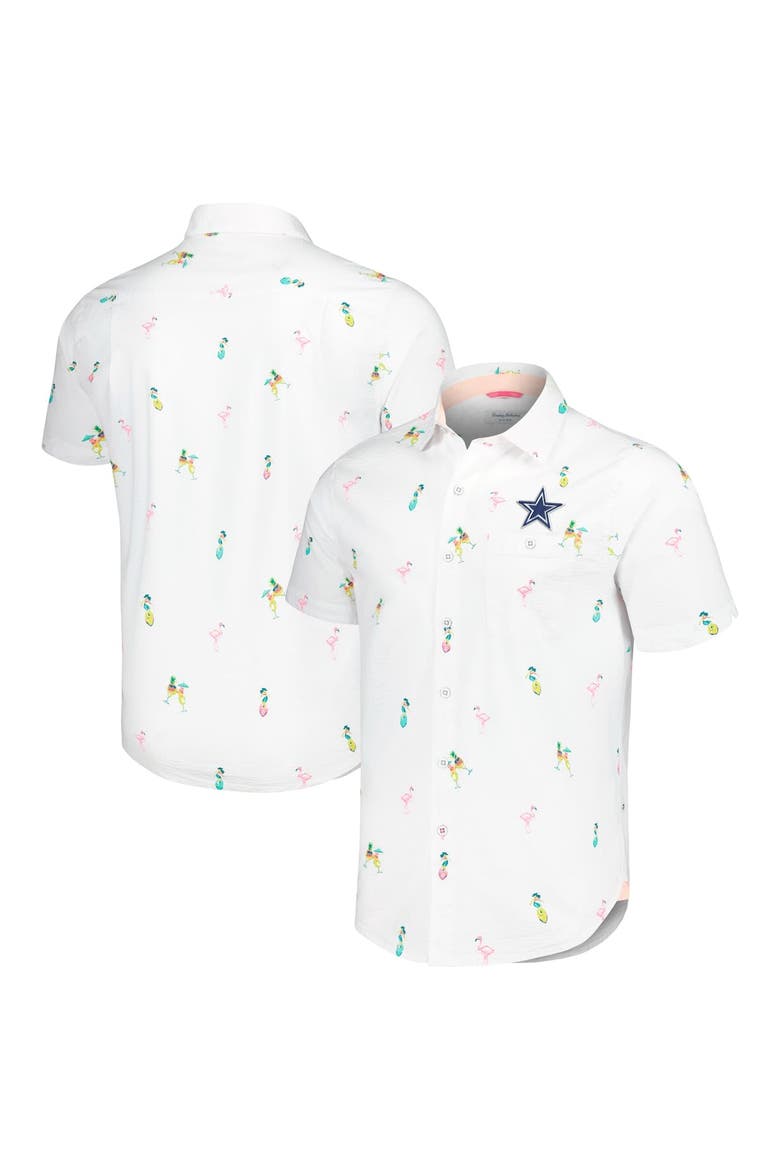 Men's Tommy Bahama White Dallas Cowboys Nova Wave Flocktail Button-Up Shirt, Alternate, color, White