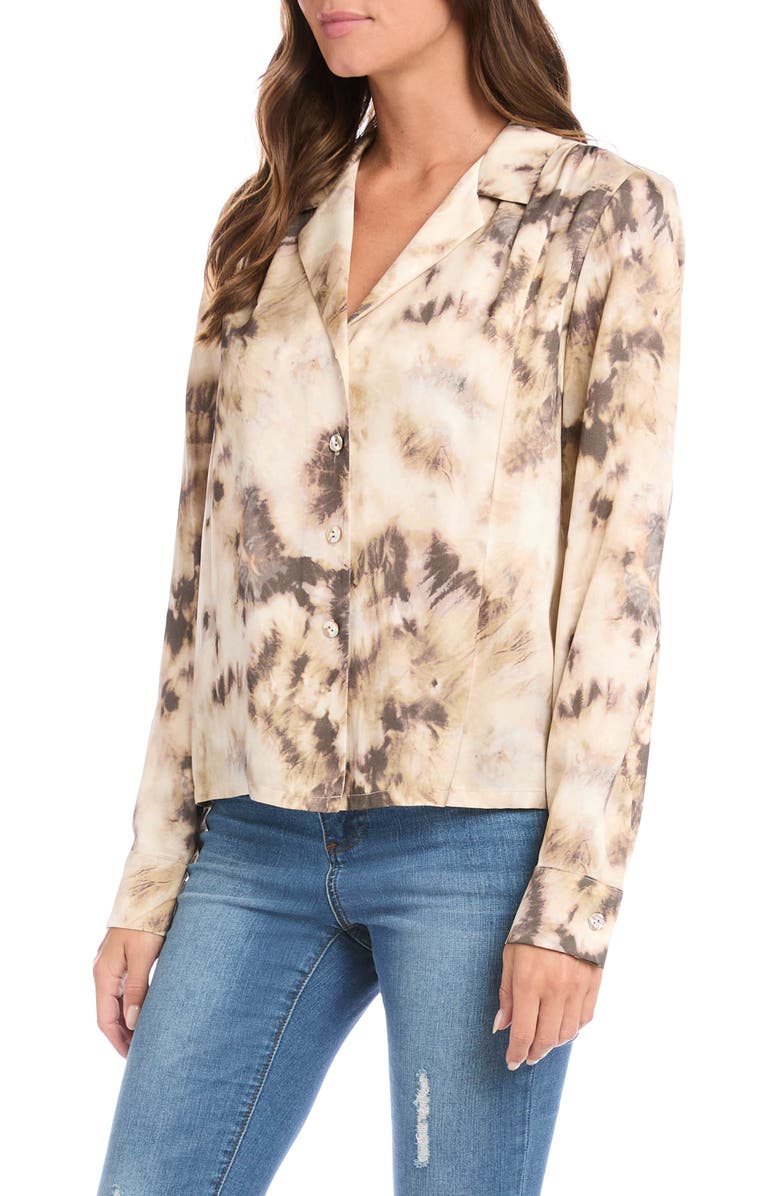 Karen Kane Tie Dye Button-Up Shirt, Alternate, color, Print
