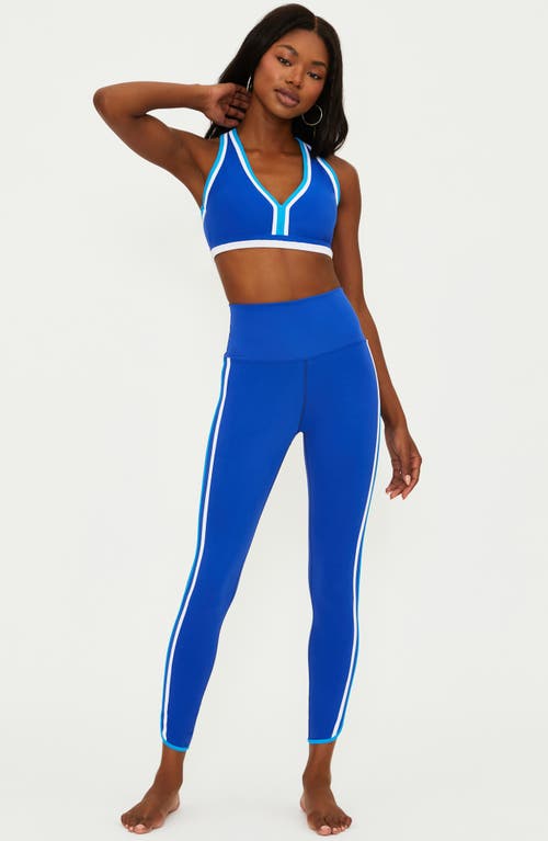Shop Beach Riot Nella Side Stripe Ankle Leggings In Riviera Azure