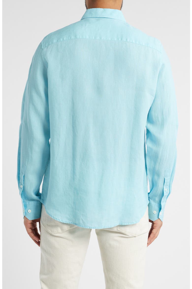Axel Shaped Fit Linen Button-Up Shirt, Alternate, color, TURQUOISE