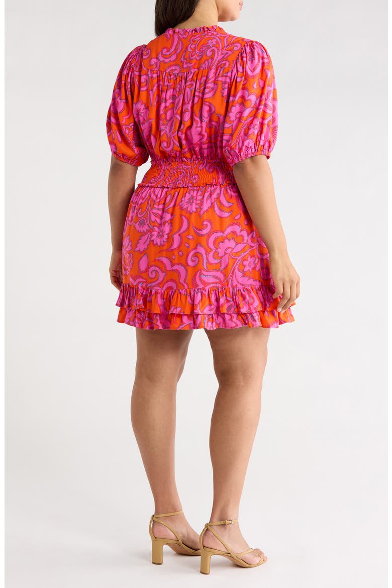 Marinda Floral Jurie Tiered Smocked Waist Top, Alternate, color, ORANGE-FUCHSIA