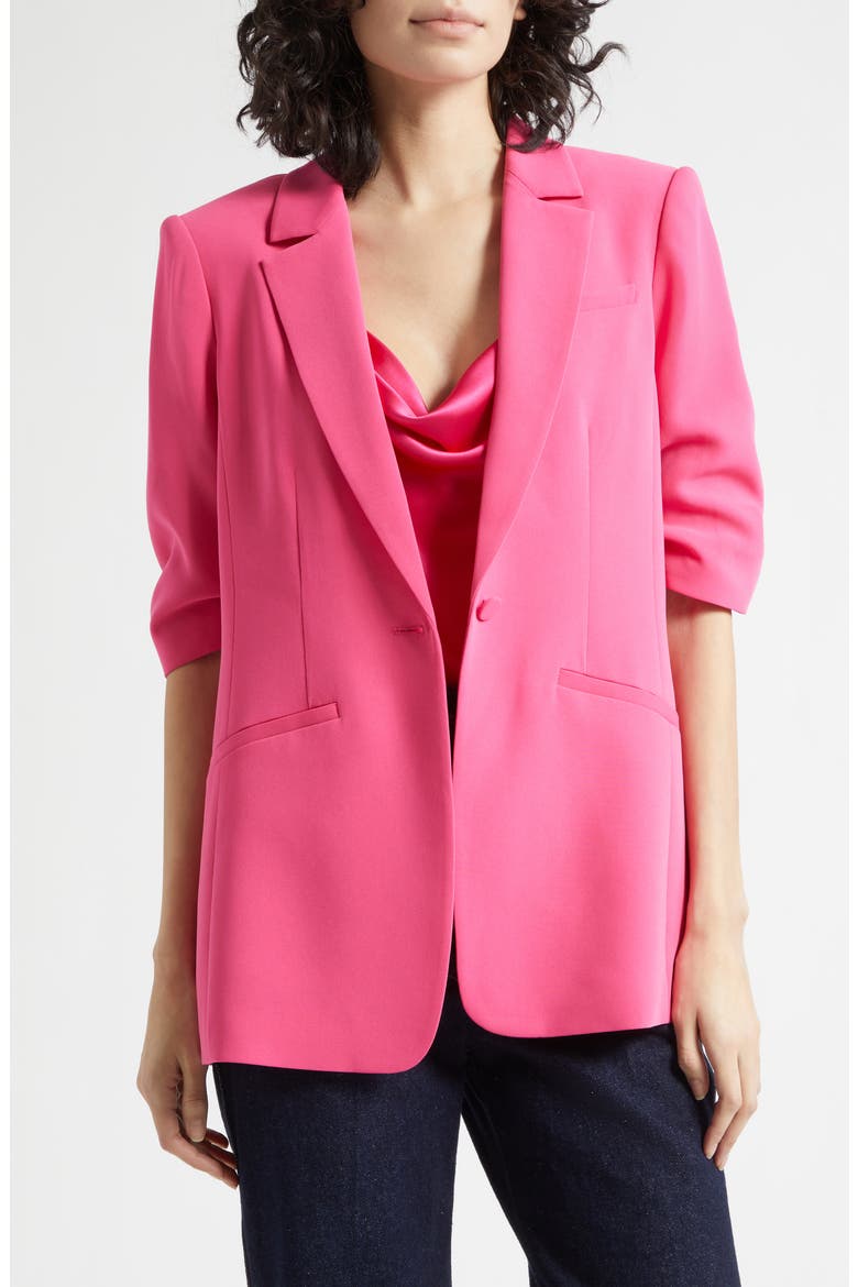 Khloe Short-Sleeve Blazer, Main, color, BEETROOT PURPLE