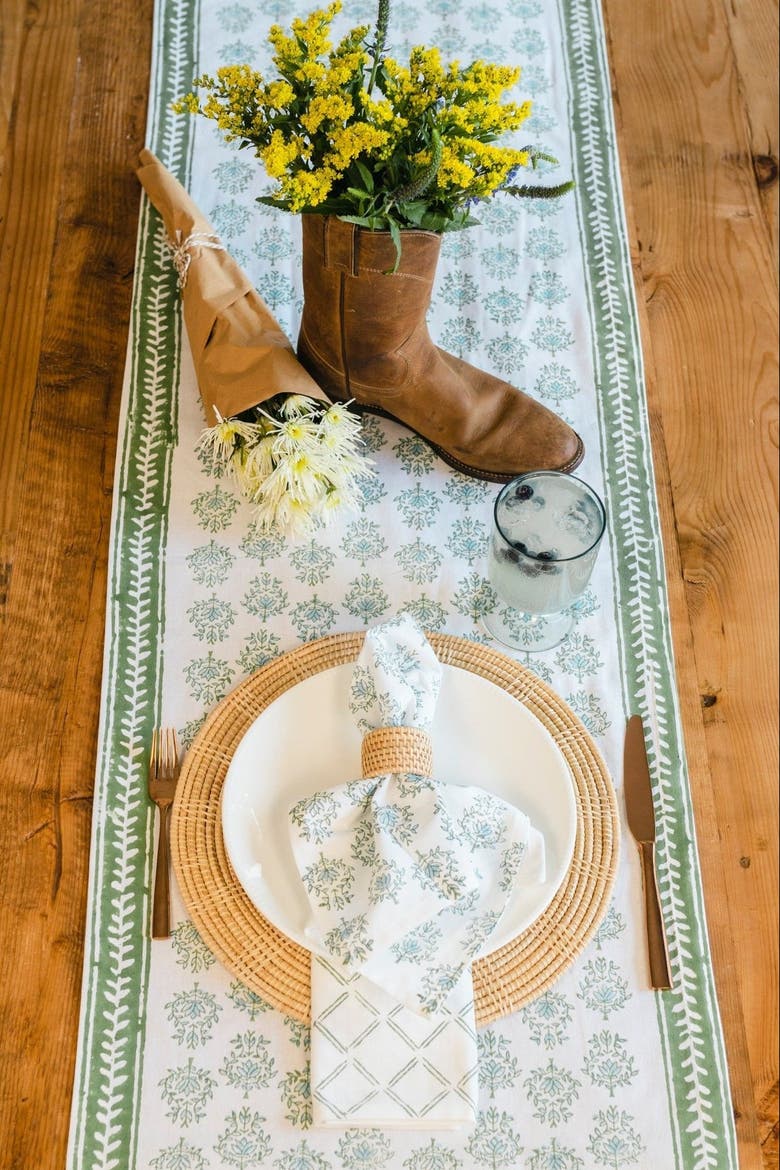 Lotus Table Runner, Alternate, color, Sage - 18x90"