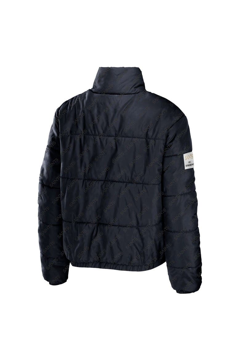 Women's WEAR by Erin Andrews Black New Orleans Saints Puffer Full-Zip Cropped Jacket, Alternate, color, Black
