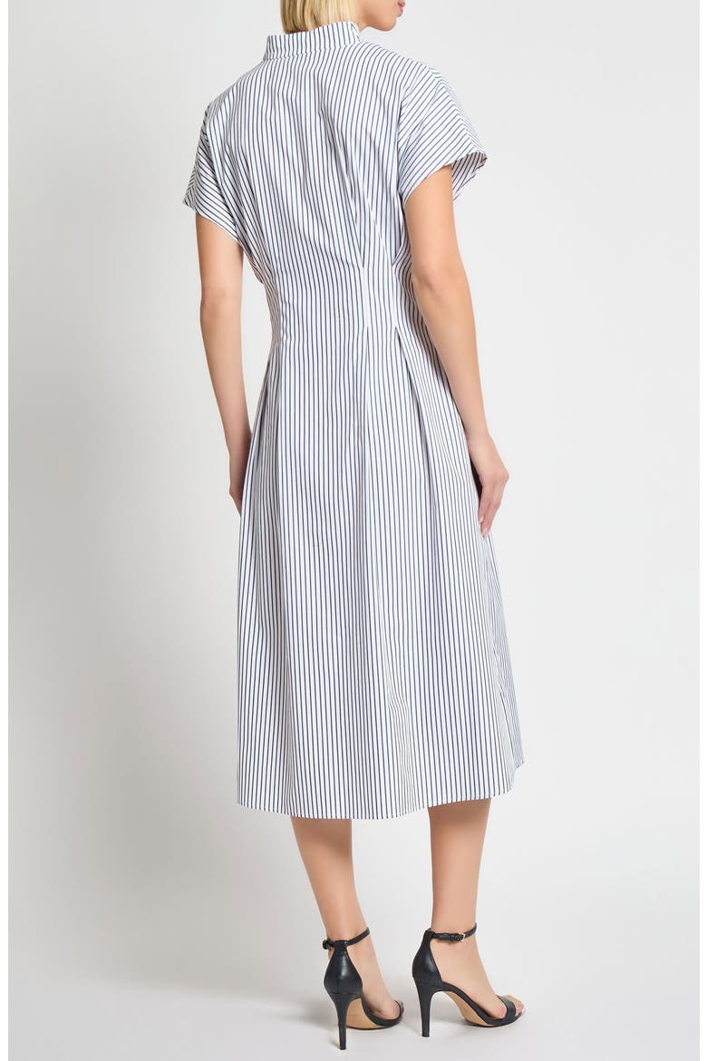 x Tanya Foster Pinstripe Cotton Fit & Flare Midi Dress, Alternate, color, WHITE/BLACK