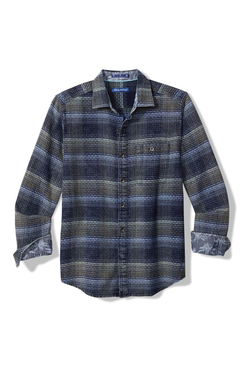 Cantera Stripe Cotton Button-Up Shirt, Main, color, WINCHESTER GREEN