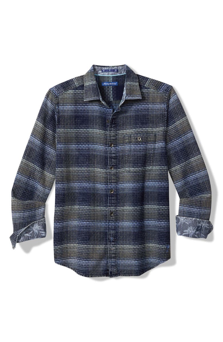 Tommy Bahama Cantera Stripe Cotton Button-Up Shirt, Main, color, Winchester Green