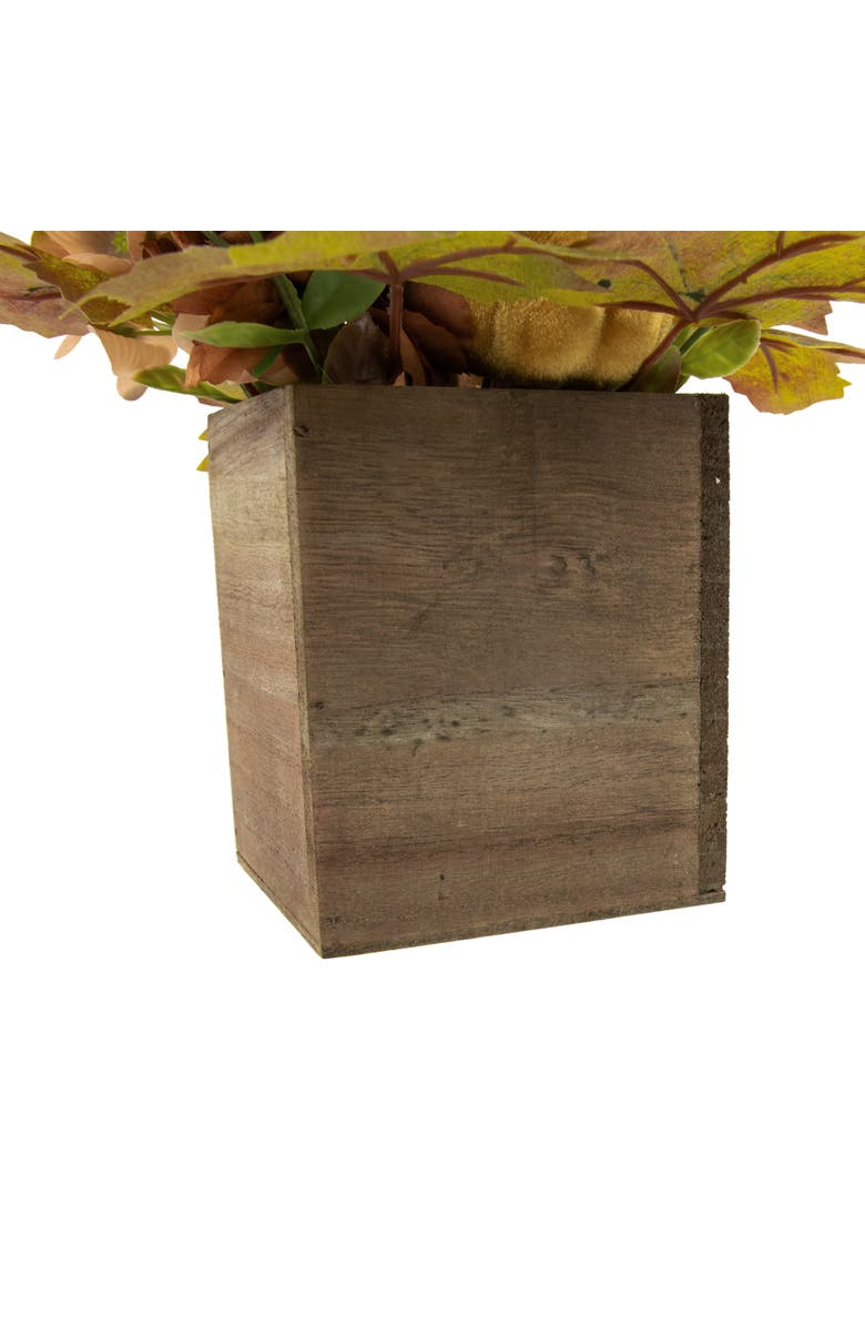 Northlight Floral and Pumpkin Wooden Box Fall Harvest Decoration - 10" x 8" - Orange and Brown, Alternate, color, Orange