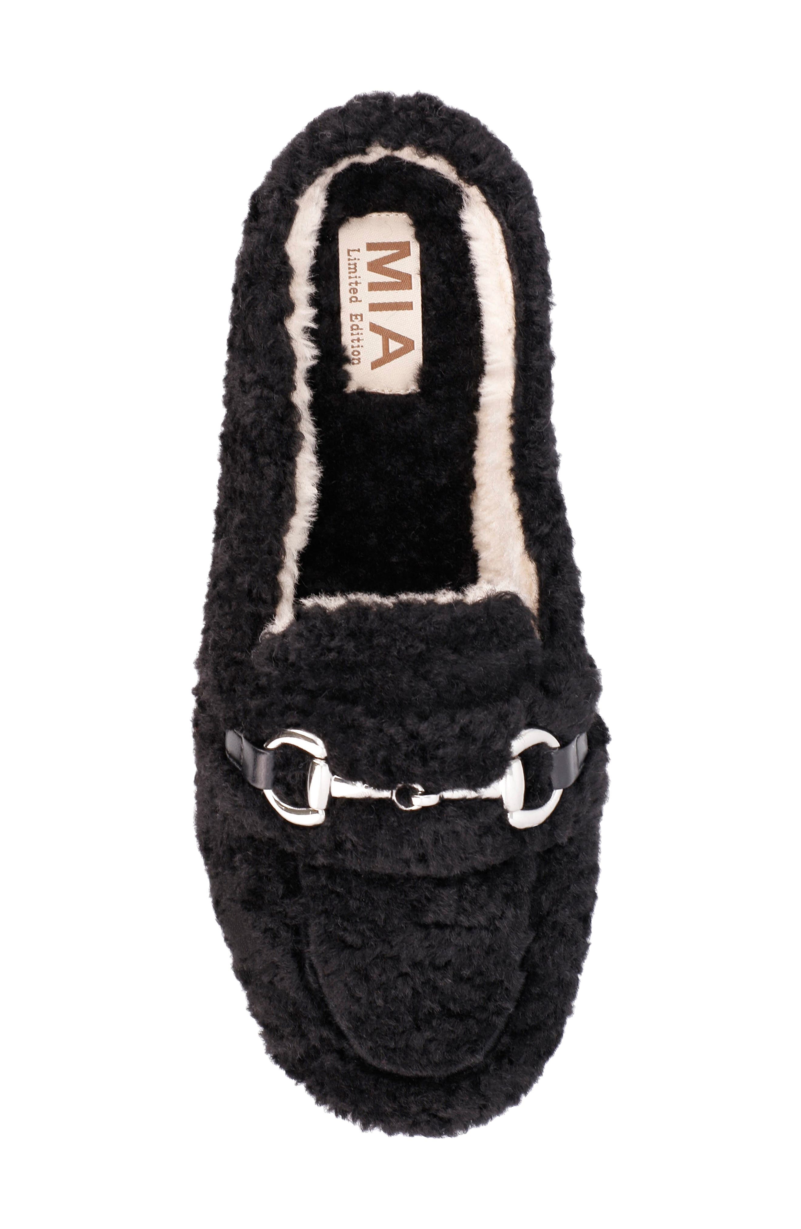 MIA Cocoa Faux Shearling Slipper, Alternate, color, Black