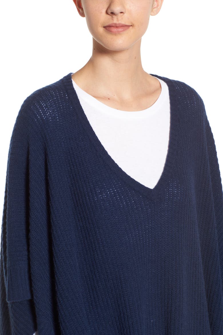 Cashmere Poncho, Alternate, color, NAVY NIGHT
