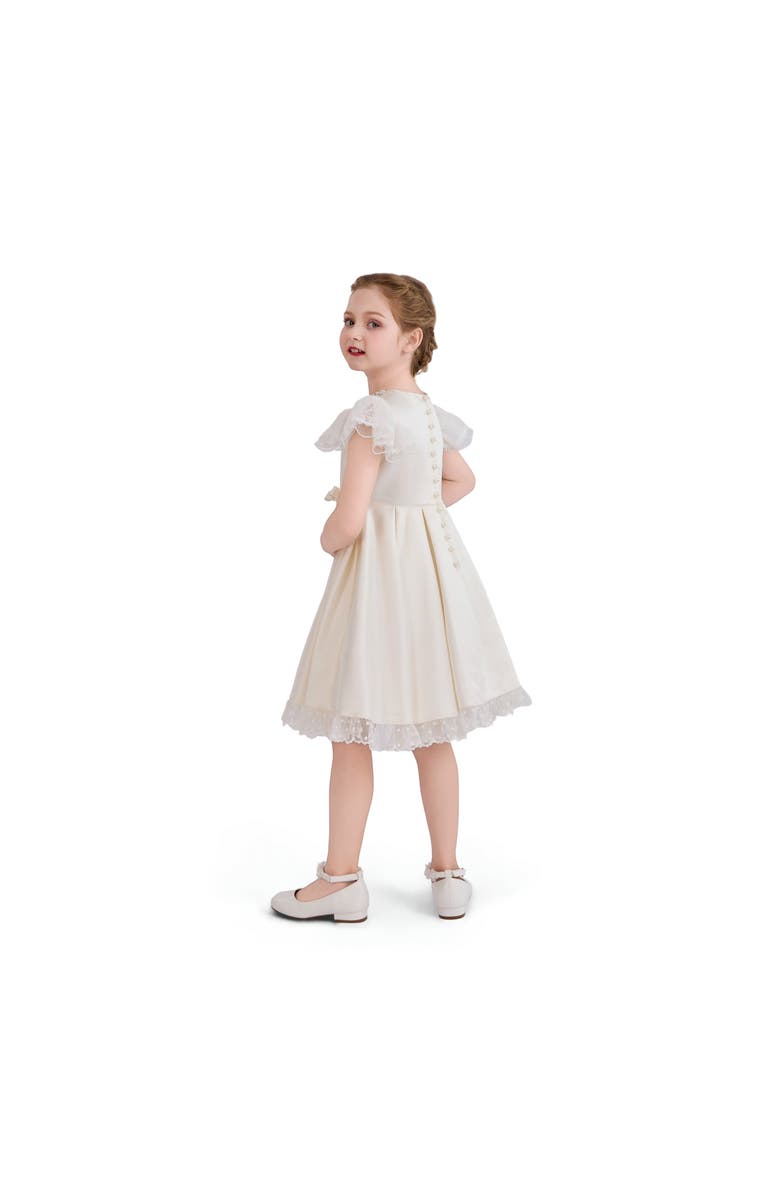 Tulleen Lace-Trim Puff Sleeve Dress, Alternate, color, Ivory