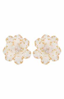 White Enamel Flower Earrings