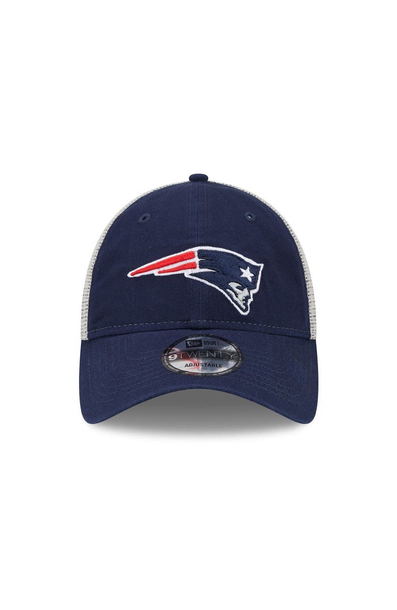 New Era Men's New Era Navy/Natural New England Patriots Loyal 9TWENTY Trucker Hat, Alternate, color, 