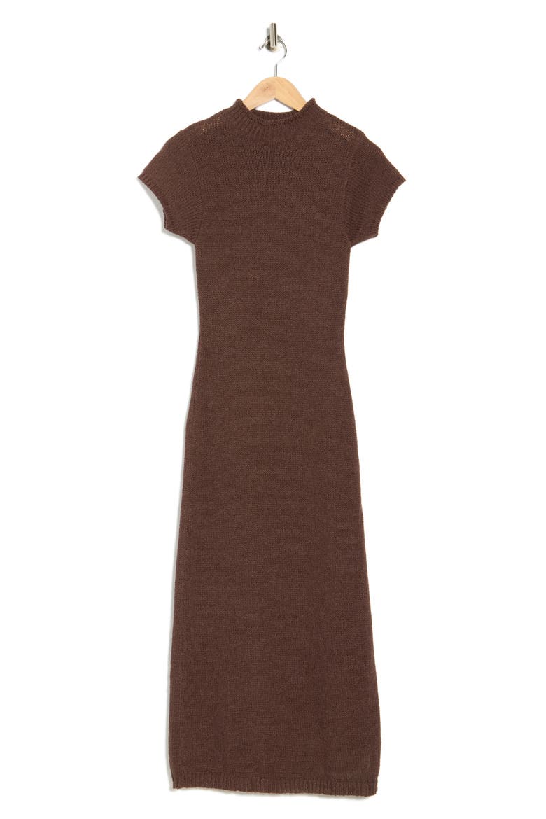 Roll Neck Sweater Dress, Alternate, color, BROWN