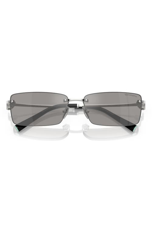 Tiffany & Co . 60mm Rectangular Sunglasses In Silver