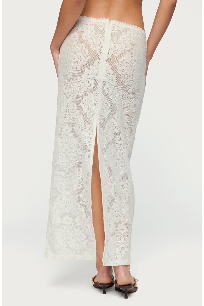 Violette Low Rise Sheer Lace Maxi Skirt, Alternate, color, CREAM