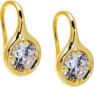 BY ADINA EDEN CZ Rounded Bezel Fish Hook Huggie Earring