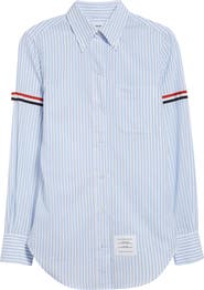 Thom Browne Classic Stripe Cotton Poplin Button-Down Shirt