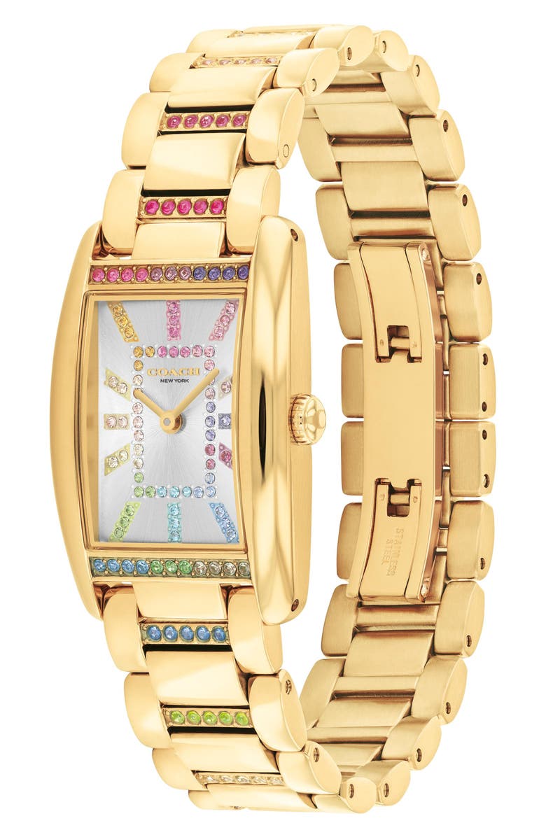 COACH Reese Crystal Rectangular Bracelet Watch, 24mm, Alternate, color, Silver White
