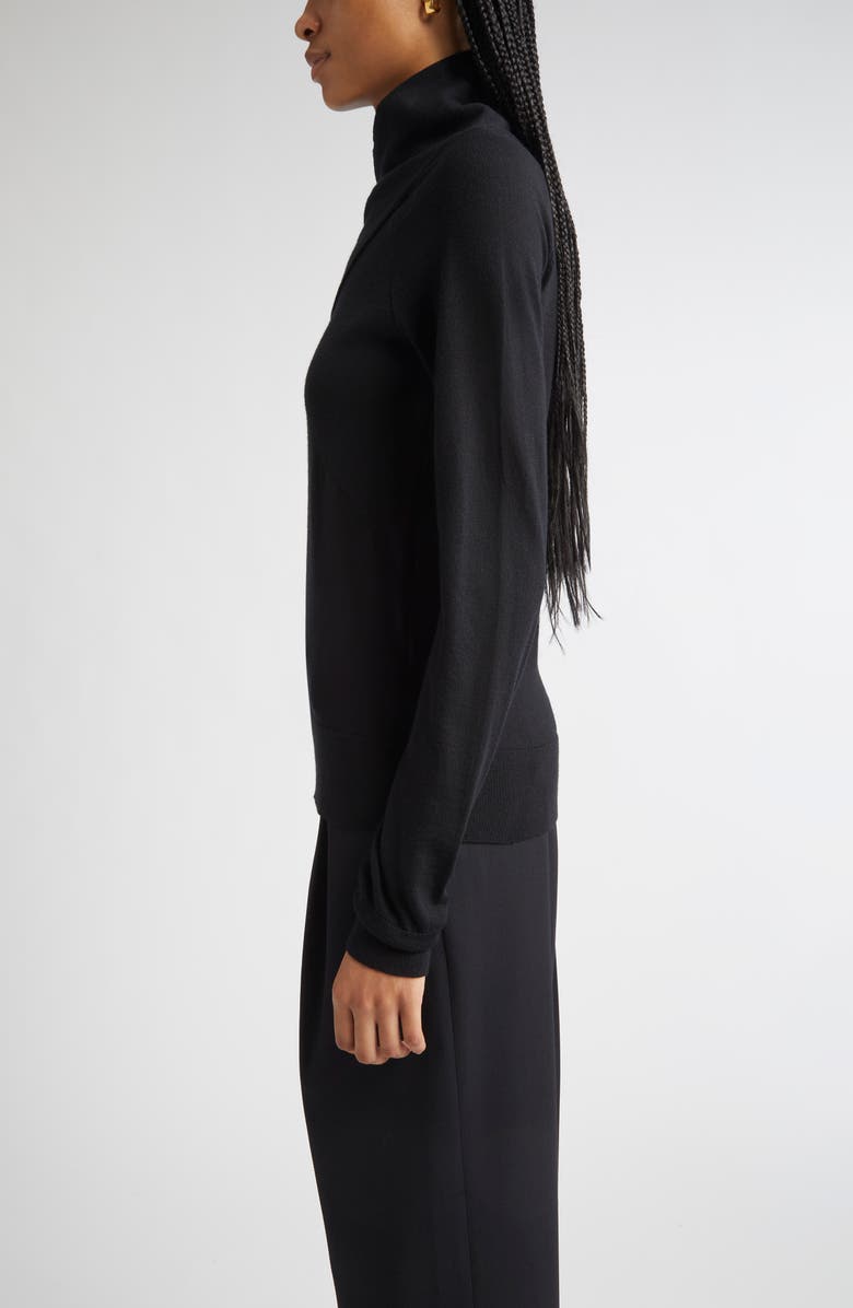 TOTEME Merino Wool Crossover Sweater, Alternate, color, Black