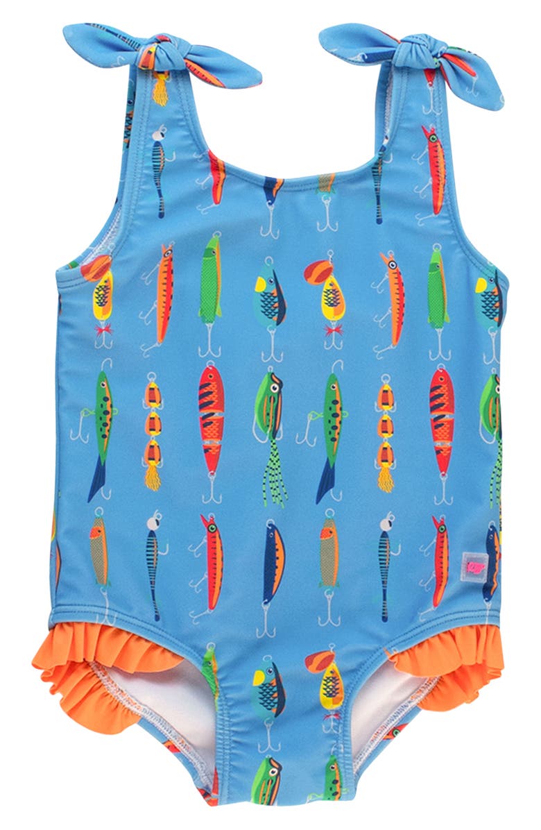 RuffleButts Gone Fishin' One-Piece Swimsuit, Main, color,