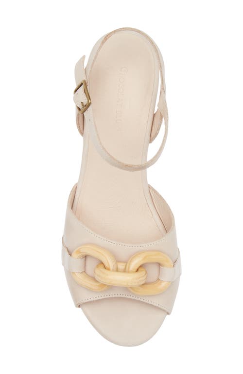 Chocolat Blu Chain Ankle Strap Wedge Sandal In White Sand Leather