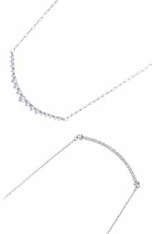 Adornia Set of 2 Faux Pearl & Crystal Curved Bar Necklaces