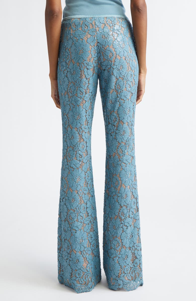 Michael Kors Collection Sequin Embroidered Lace Bootleg Pants, Alternate, color, Seaglass