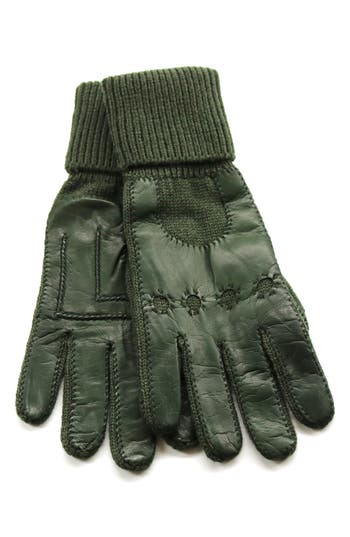 Portolano Cuffed Leather Gloves In Green