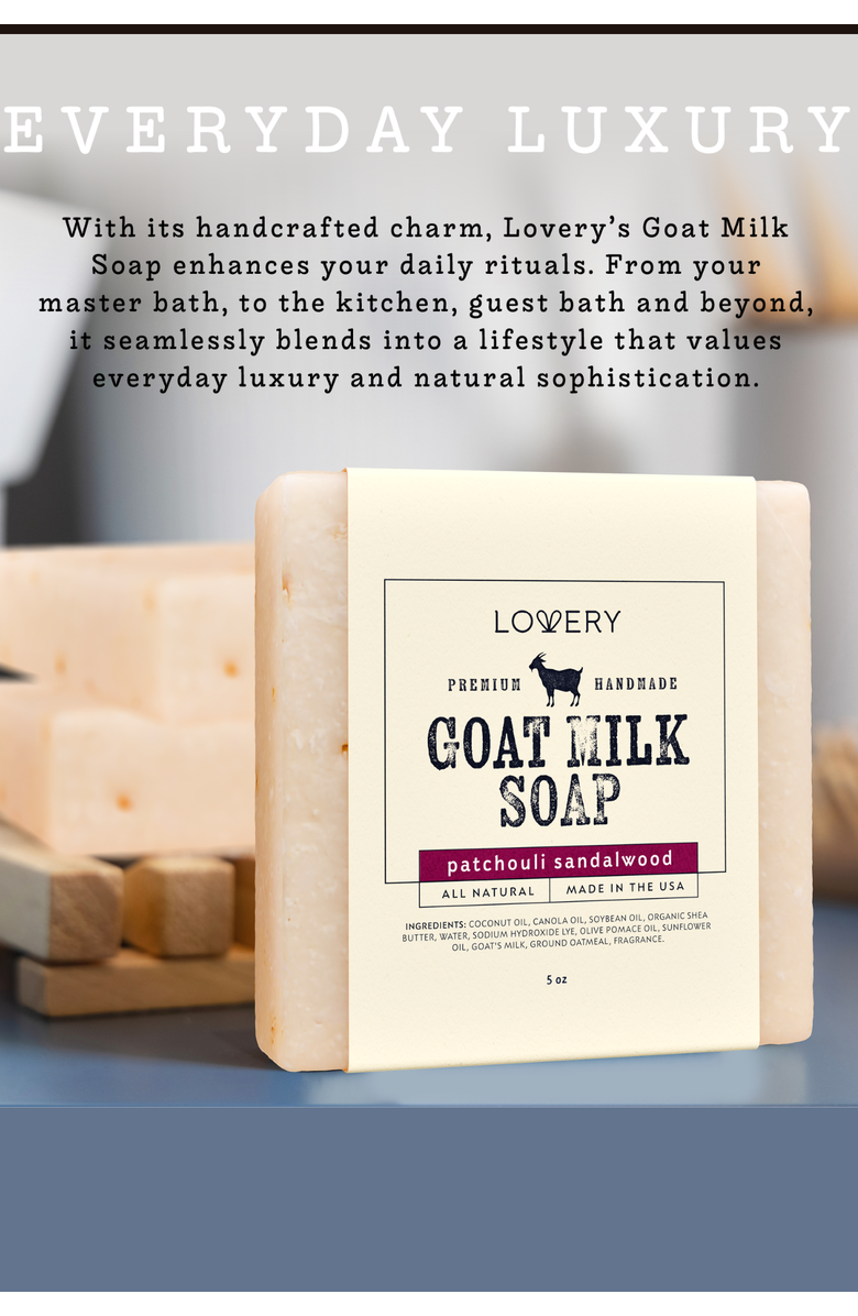 Lovery Handmade Goat Milk Soap Made in USA - Patchouli Sandalwood - Single, Alternate, color, Single