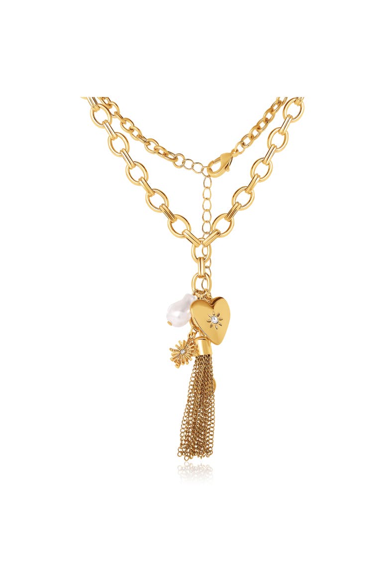 Heart Charm Chunky Chain Necklace, Alternate, color, Gold