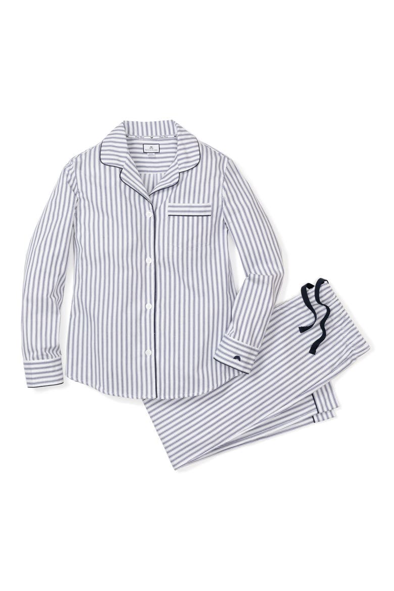 French Ticking Stripe Pajamas, Alternate, color, NAVY