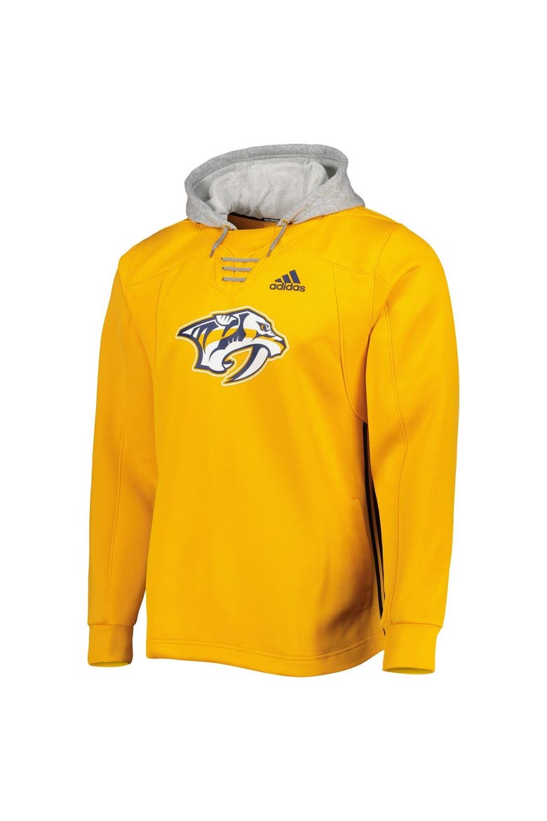 Men's adidas Gold Nashville Predators Skate Lace Primeblue Team Pullover Hoodie, Alternate, color, Gold