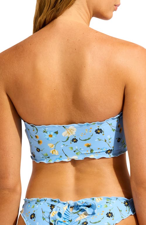 Seafolly Lettuce Edge Bandeau Bikini Top In Blue