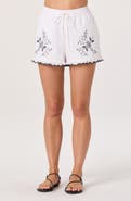 ASTR the Label Sadie Floral Embroidered Linen & Cotton Blend Shorts