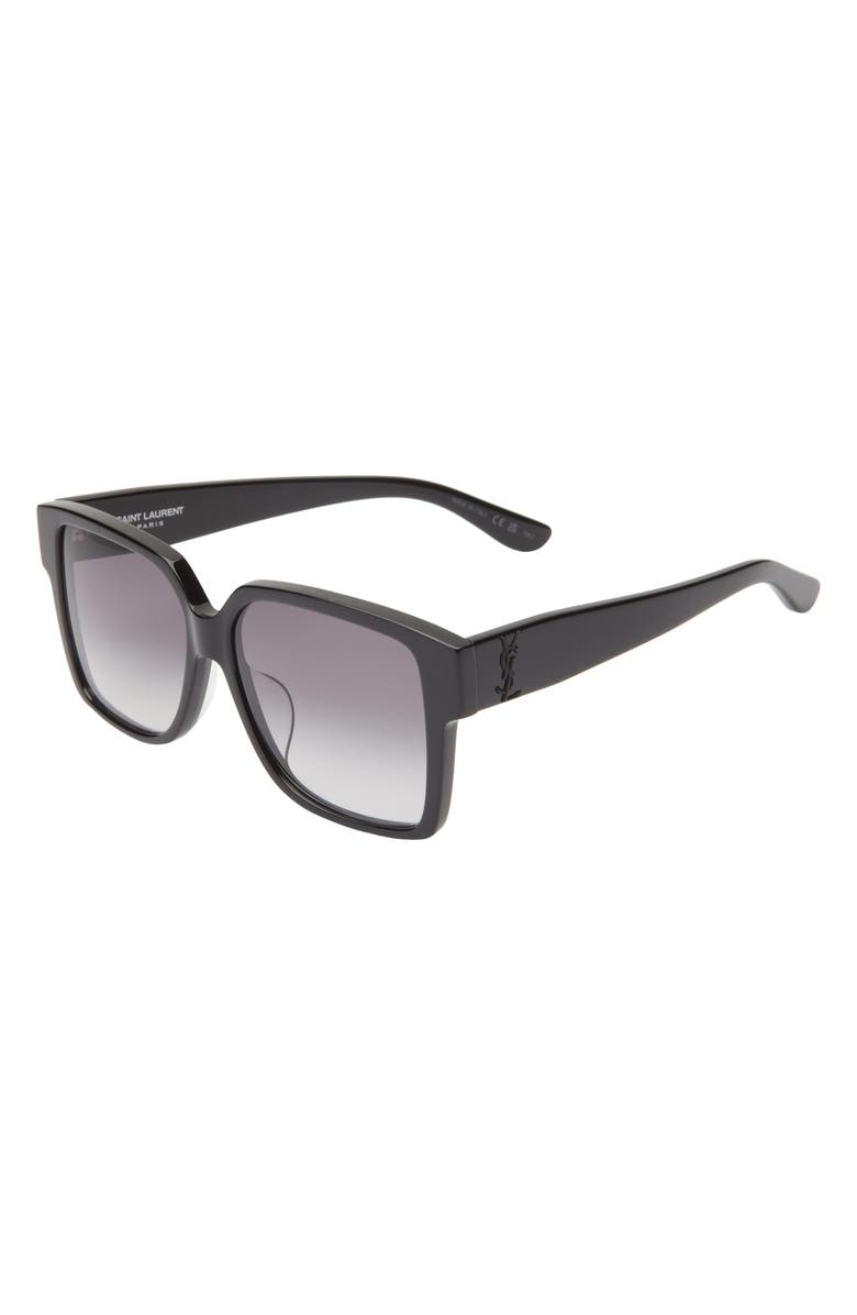 Saint Laurent 56mm Square Sunglasses, Alternate, color, Grey Grey
