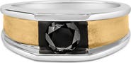Haus of Brilliance Men's 14K Yellow Gold Plated Sterling Silver 1.0 Cttw Round Black Diamond Band Ring