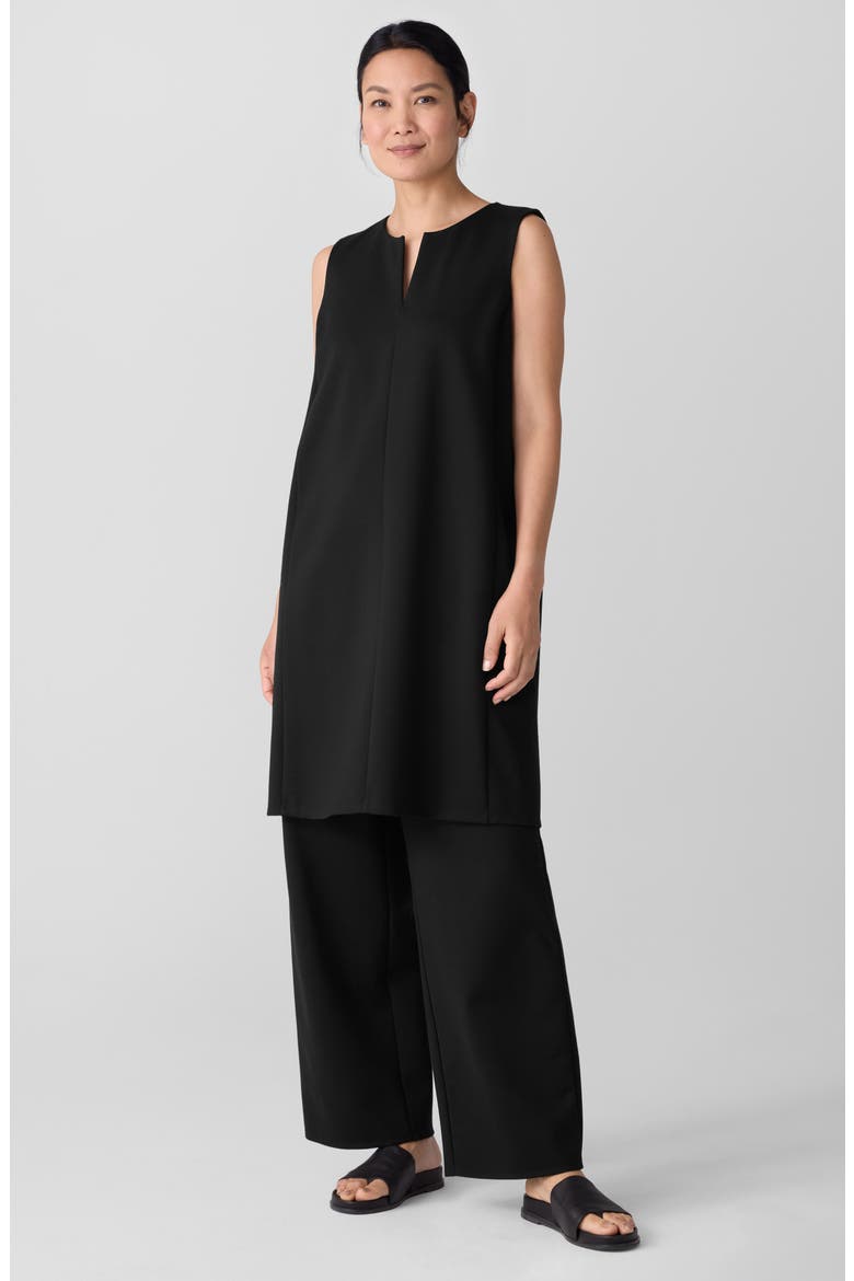 Split Neck Shift Dress, Alternate, color, BLACK