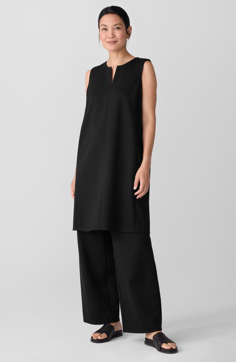 Eileen Fisher Split Neck Shift Dress, Alternate, color, Black