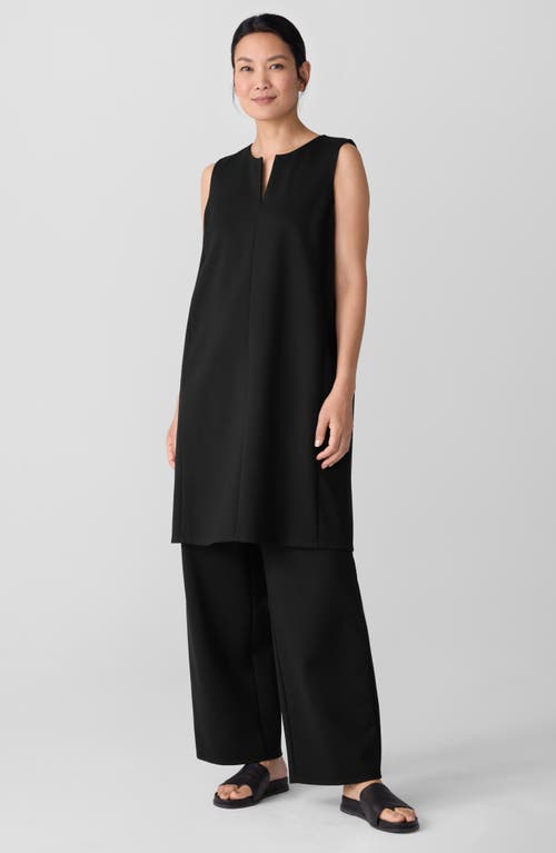 Eileen Fisher Split Neck Shift Dress In Black