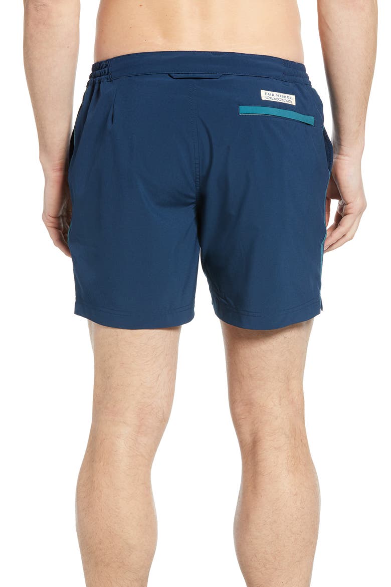 The Sextant Side Stripe Swim Trunks, Alternate, color, DARK DENIM