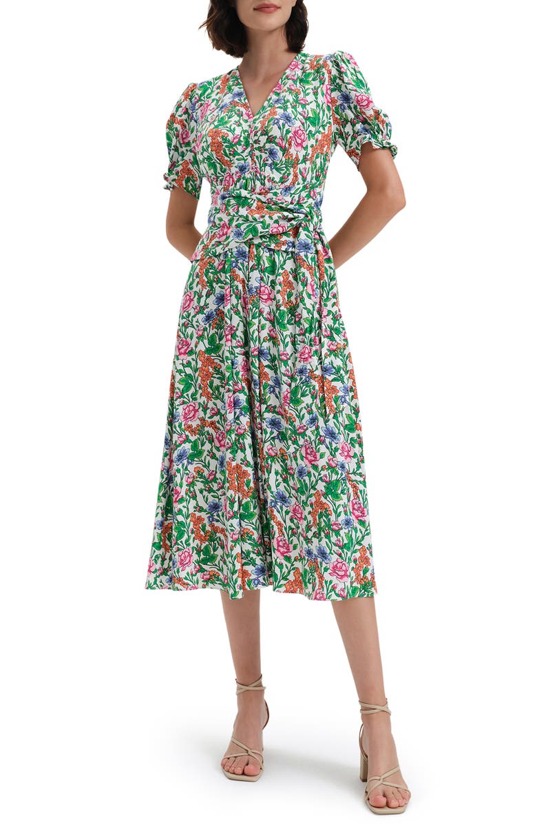 Diane von Furstenberg Sammie Floral Print Puff Sleeve Maxi Dress, Main, color, 