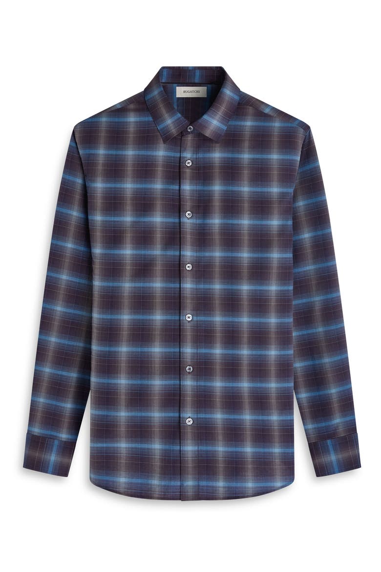 Karl Shaped Fit Plaid Cotton & Cashmere Button-Up Shirt, Alternate, color, KHAKI/MULTI