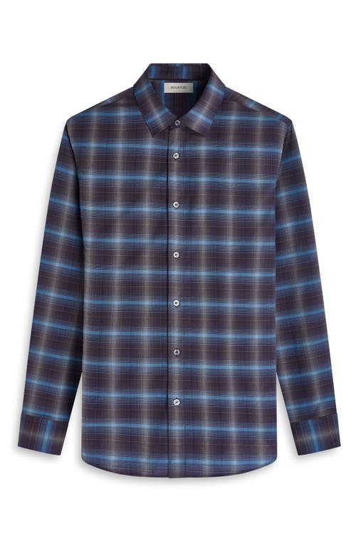 Bugatchi Karl Shaped Fit Plaid Cotton & Cashmere Button-up Shirt In Blue