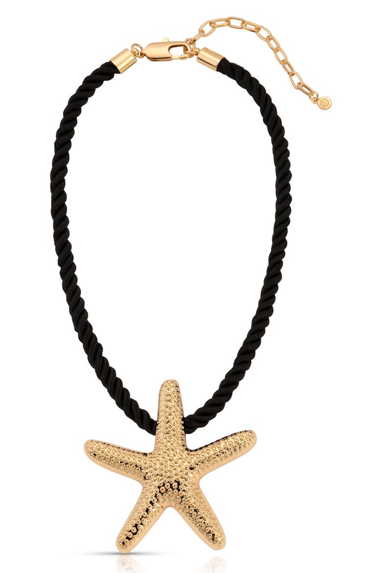 Starfish Pendant Necklace, Alternate, color, BLACK