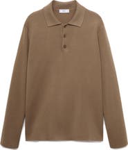 MANGO Long Sleeve Piqué Polo