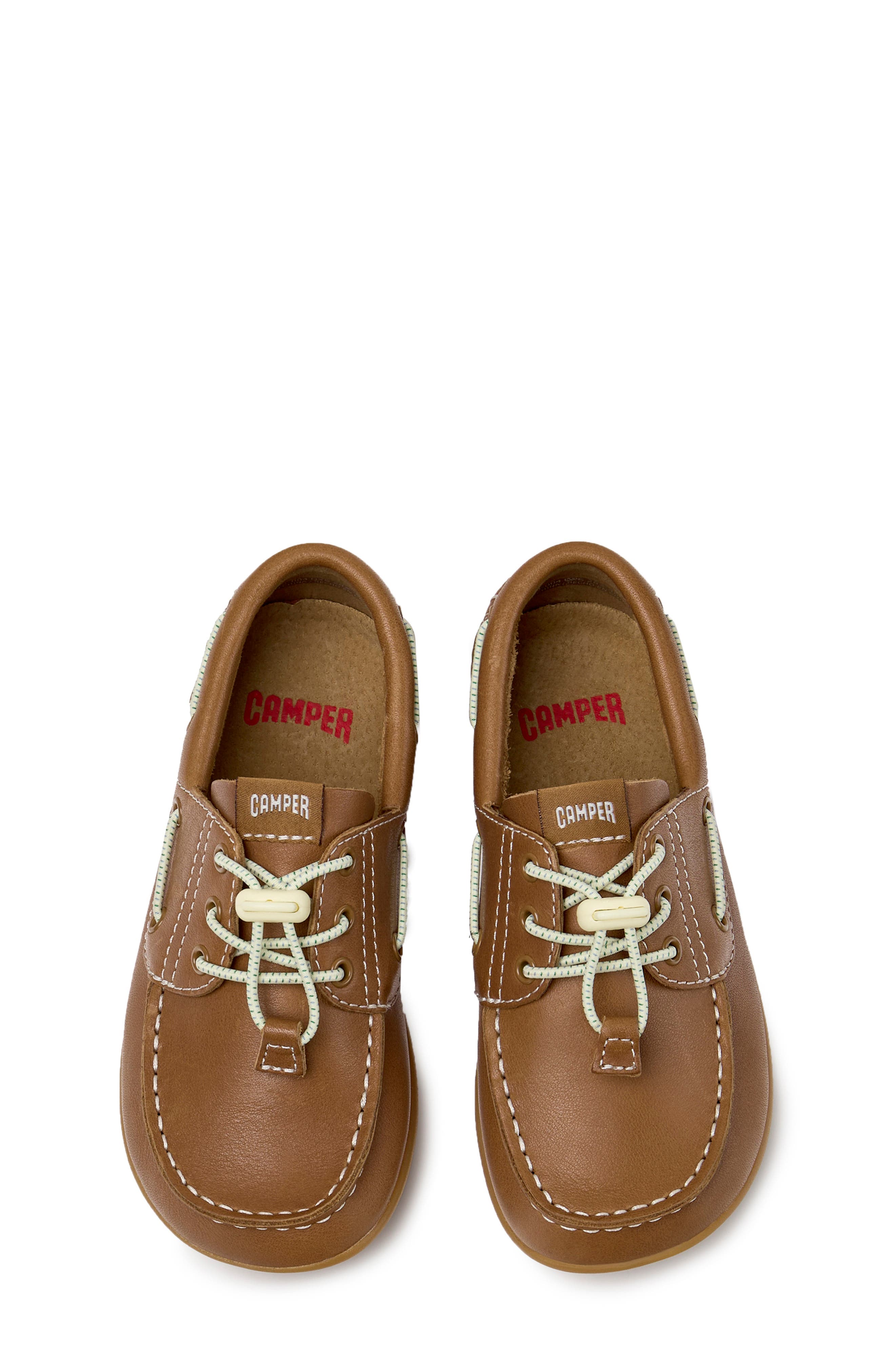 Kids' Peu Cami Leather Boat Shoe, Alternate, color, MEDIUM BROWN