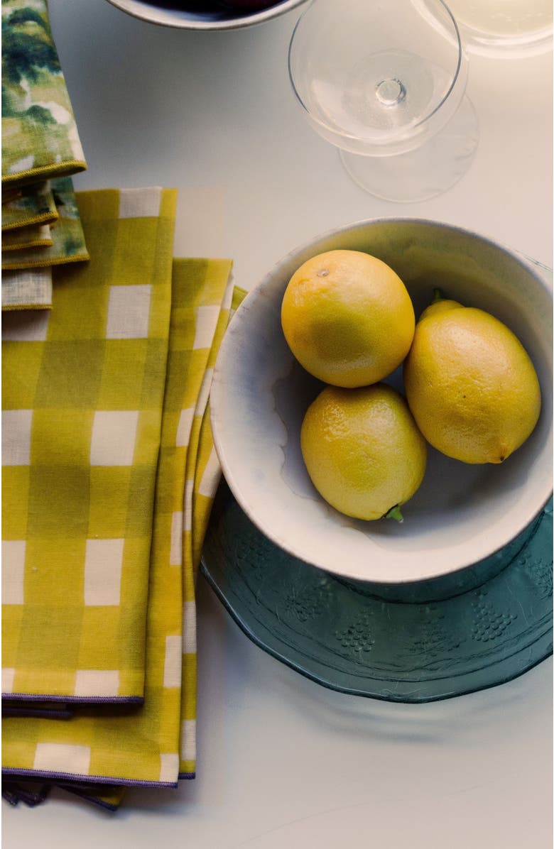 Goldie Home Yellow Cross Hatch Napkin, Alternate, color, Yellow Cross Gold Trim