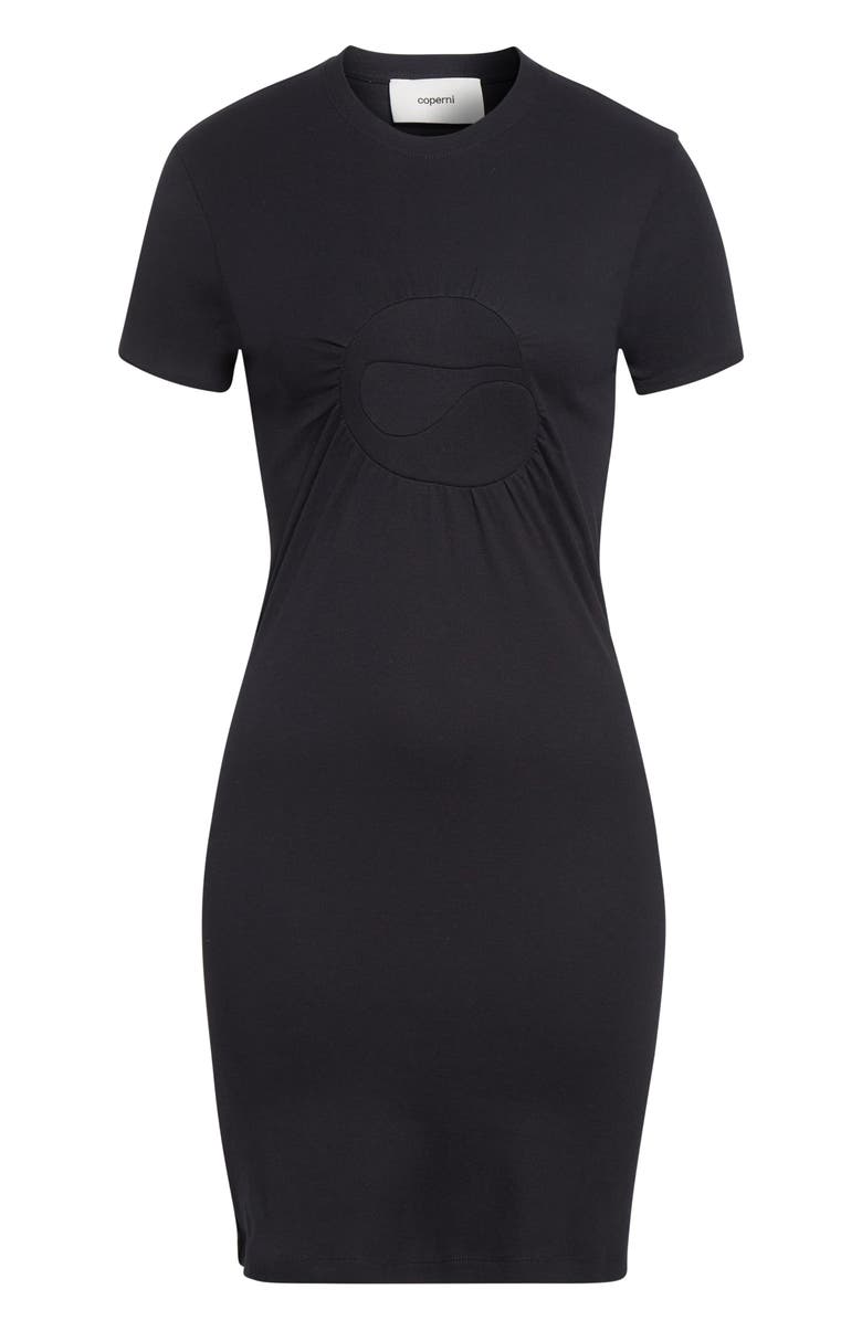 Coperni C-Logo Gathered Organic Cotton Minidress, Main, color, Black
